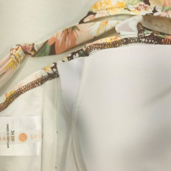 Shade And Shore Women's Size 34DD Ruffle Strap Bikini Swim Top Cinnamon NWOT - Picture 4 of 12